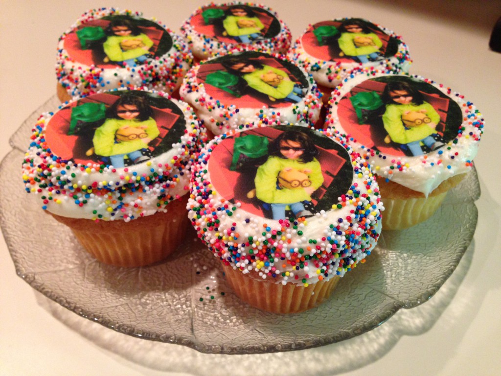 Photo toppers on cupcakes